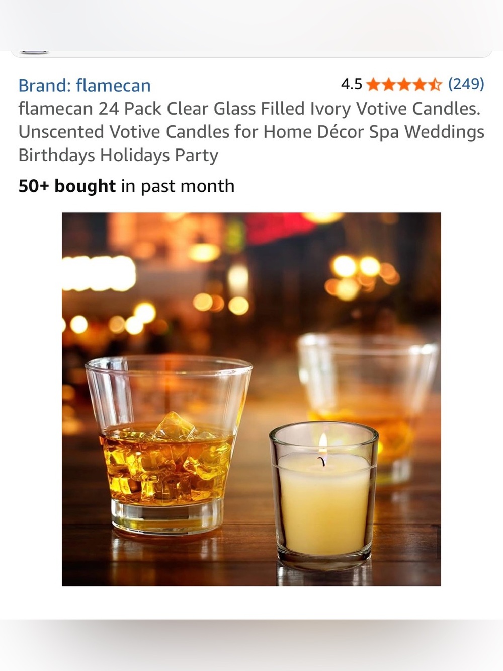 Ivory Votive Candles in Clear Glass - Single Pack of 24